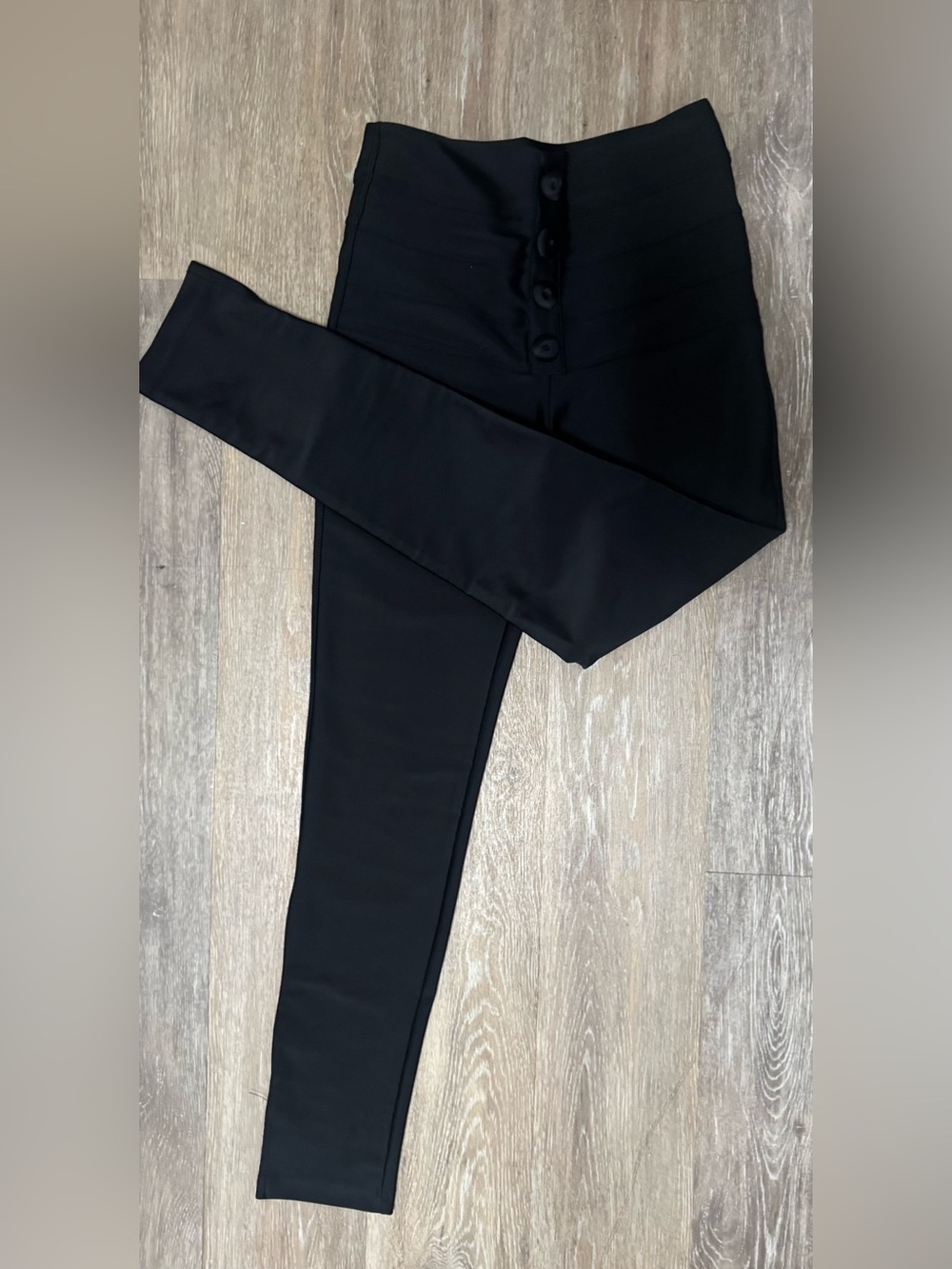 High-Waist Black Button-Front Leggings- Brazilian pants - style Prada-Never worn